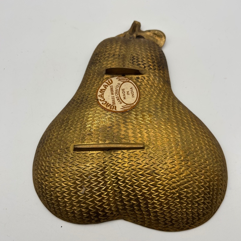 Waccamaw Brass Works Handcrafted Solid Brass Pear Trinket Dish Made in India - Picture 2 of 5